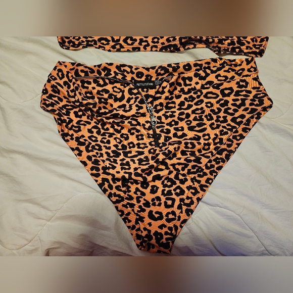 PLT Neon Orange Leopard Zipper Bikini, Plus Size 18 - Picture 6 of 10
